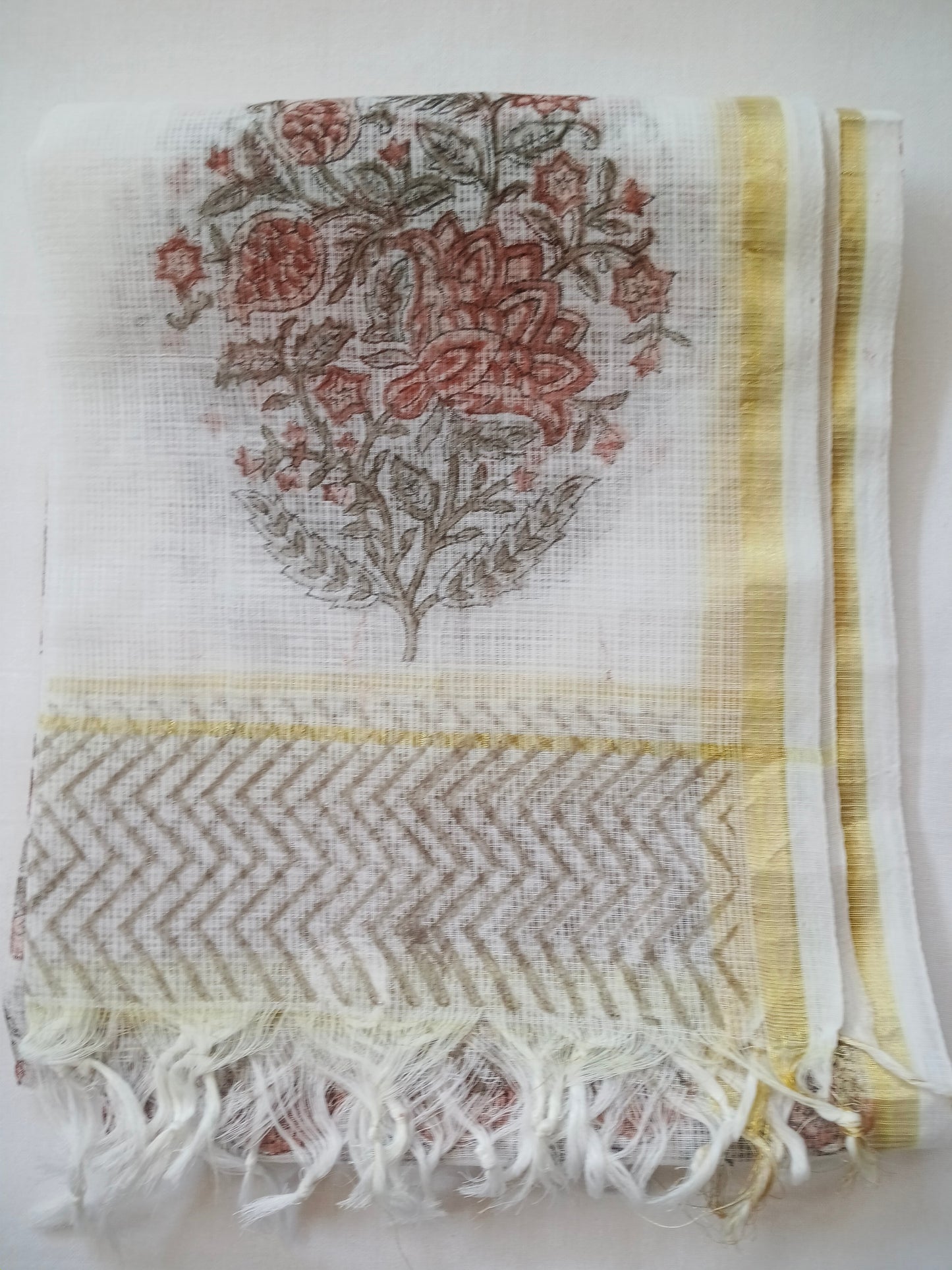 Unstitched cotton hand block printed set