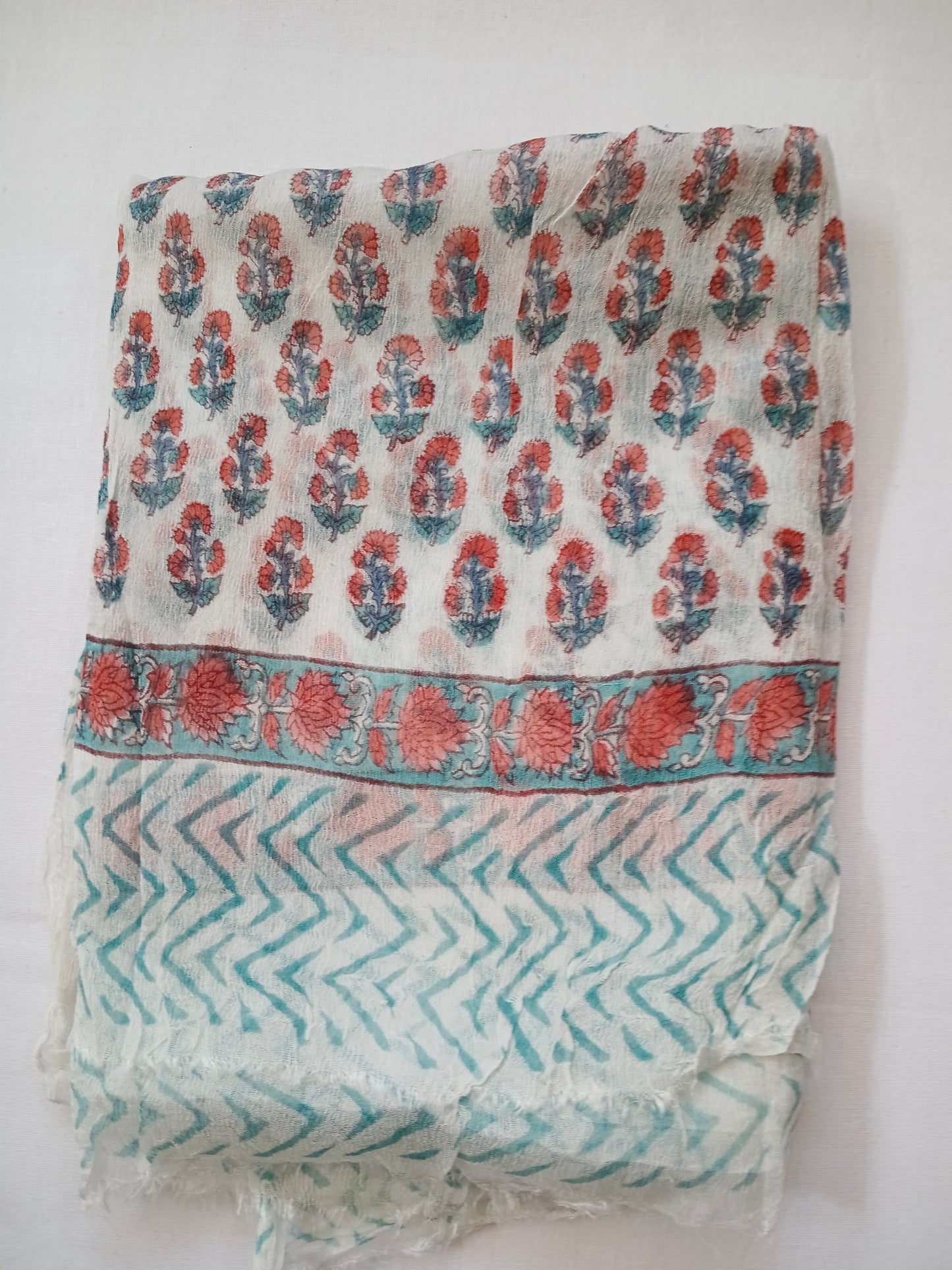 Unstitched cotton hand block printed set