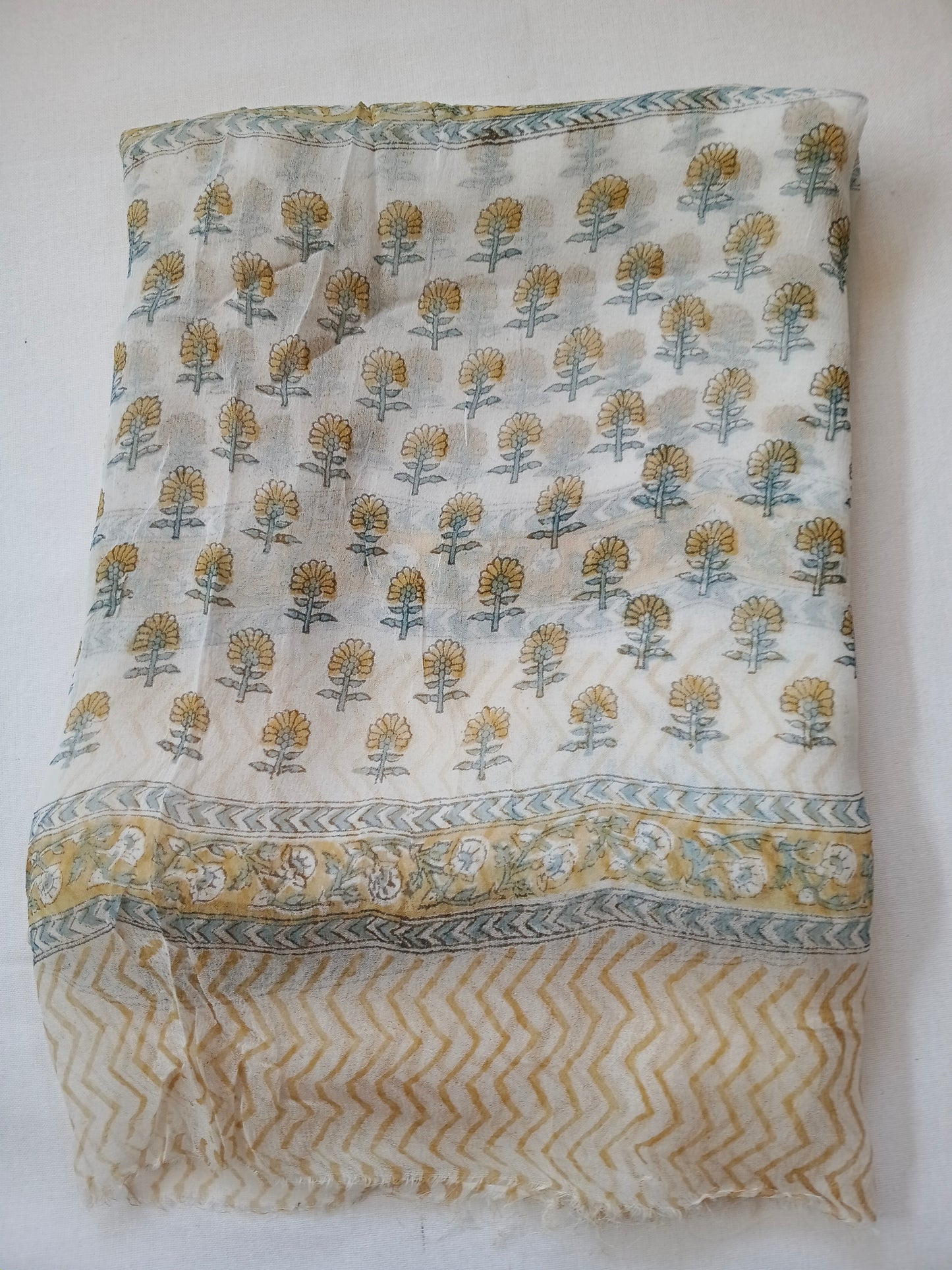 Unstitched cotton hand block printed set