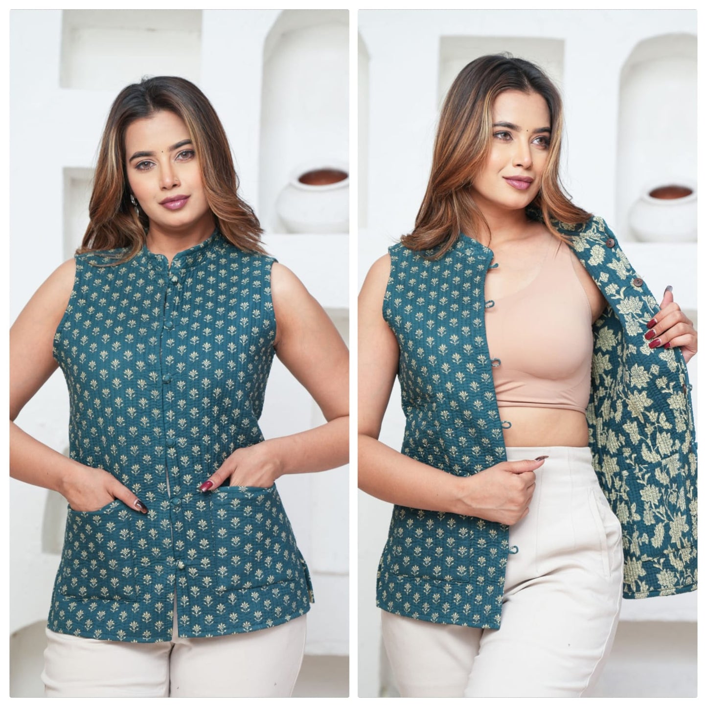 Quilted Cotton Jacket - Reversible