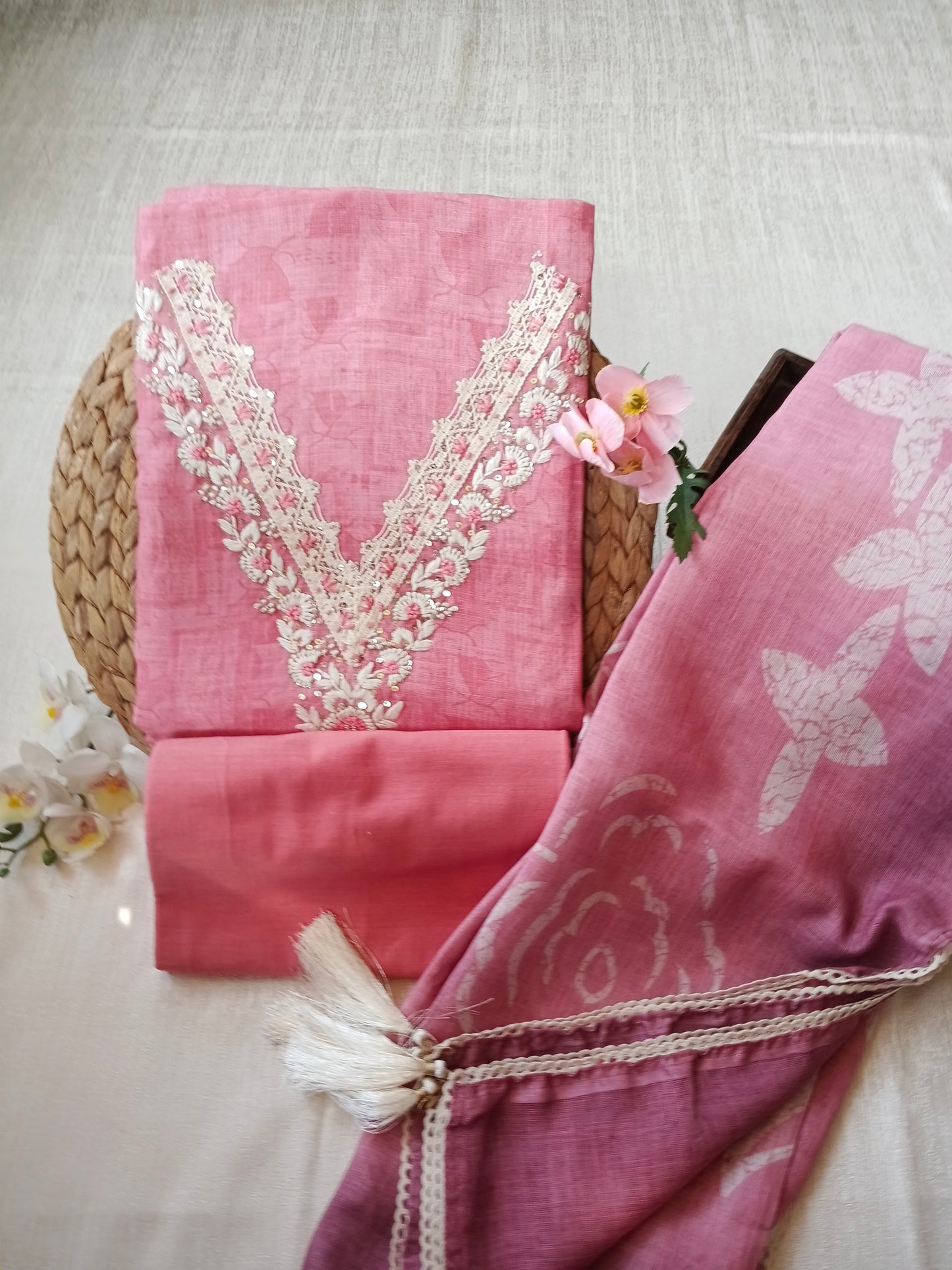 Unstitched cotton linen set