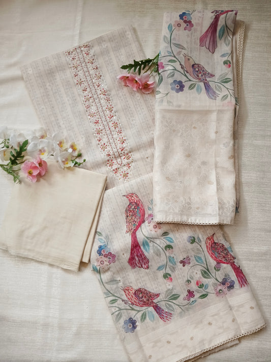 Unstitched cotton  linen set